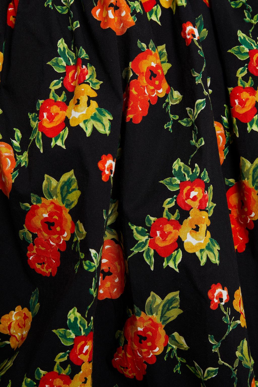 CAROLINE CONSTAS Off-the-shoulder embellished floral-print cotton-blend poplin top
