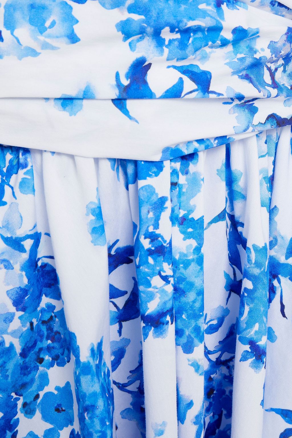 CAROLINE CONSTAS Wrap-effect gathered floral-print cotton-blend poplin top