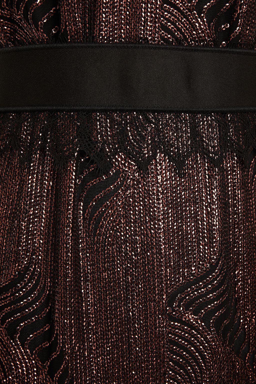 AMANDA WAKELEY Belted embellished metallic chiffon maxi dress