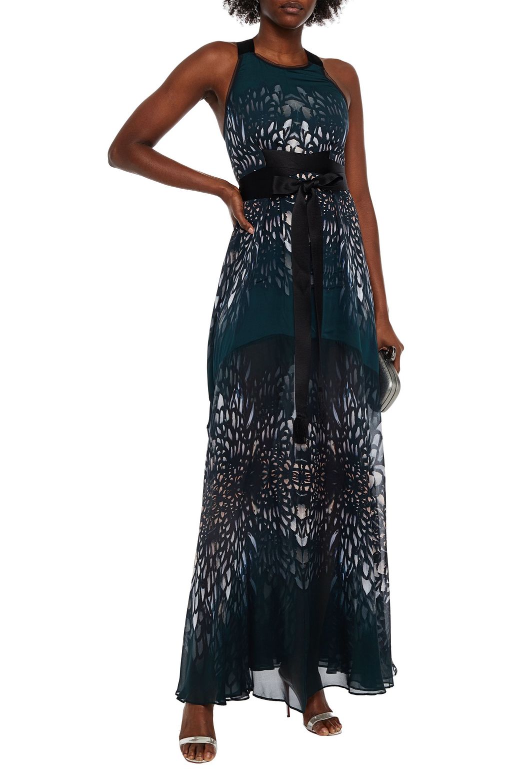 AMANDA WAKELEY Belted printed silk-chiffon maxi dress