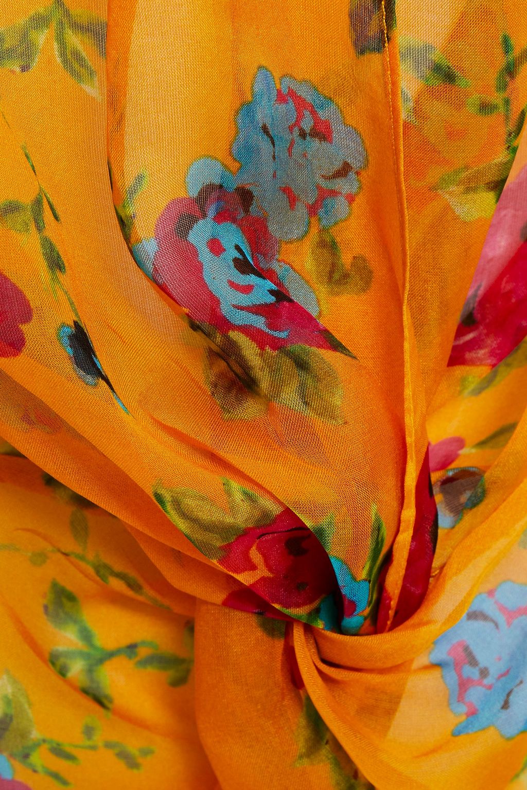 CAROLINE CONSTAS Twist-front floral-print silk-chiffon blouse