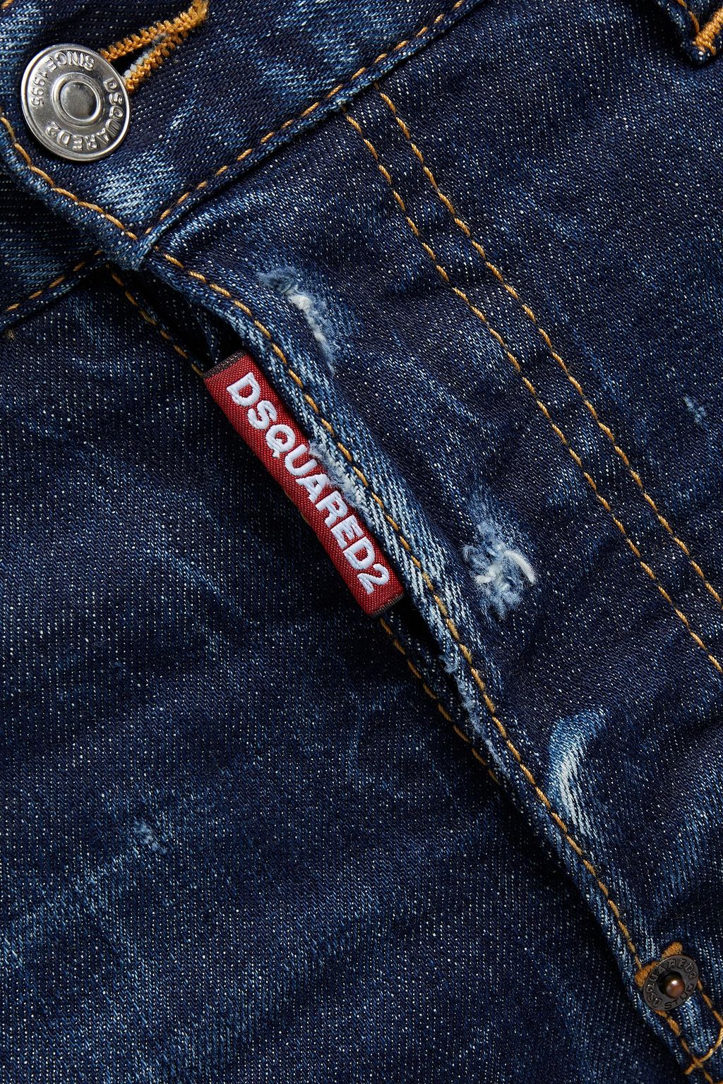 DSQUARED2 Skinny-fit appliquéd distressed denim jeans
