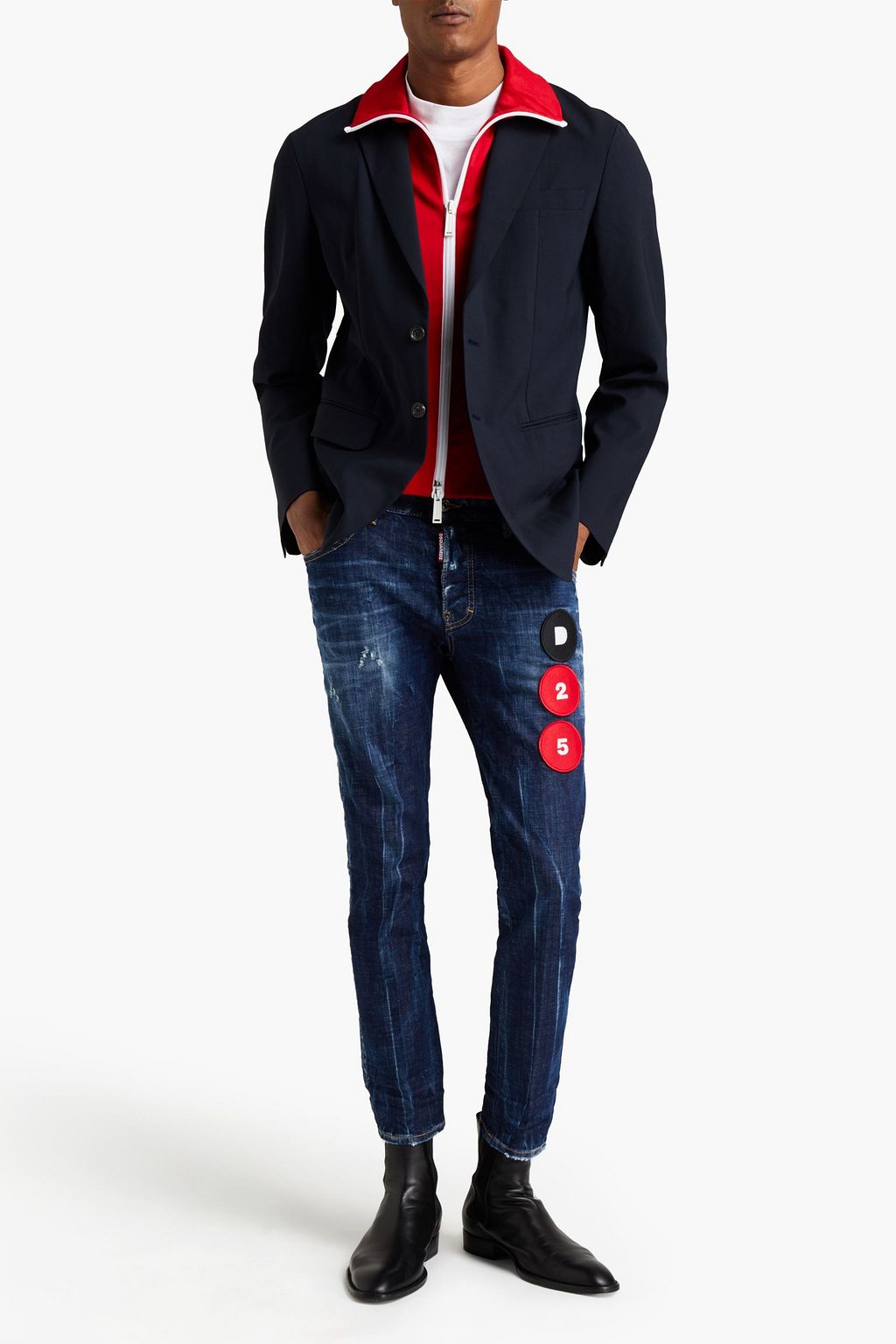 DSQUARED2 Skinny-fit appliquéd distressed denim jeans