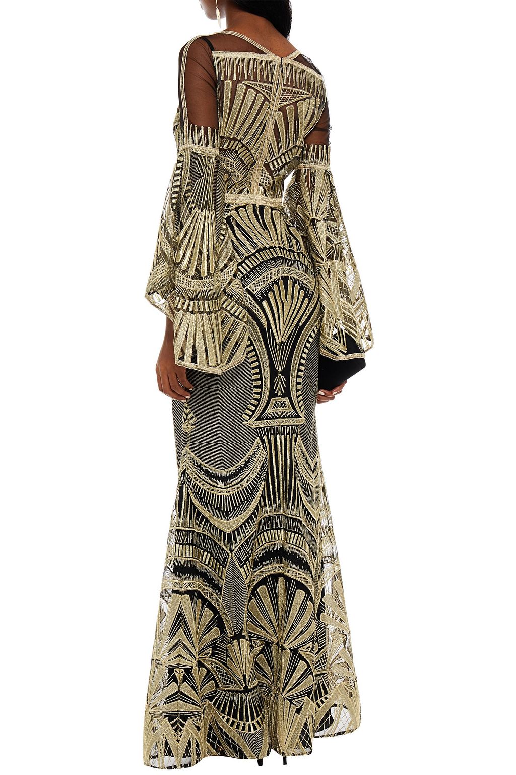 AMANDA WAKELEY Metallic embroidered tulle gown