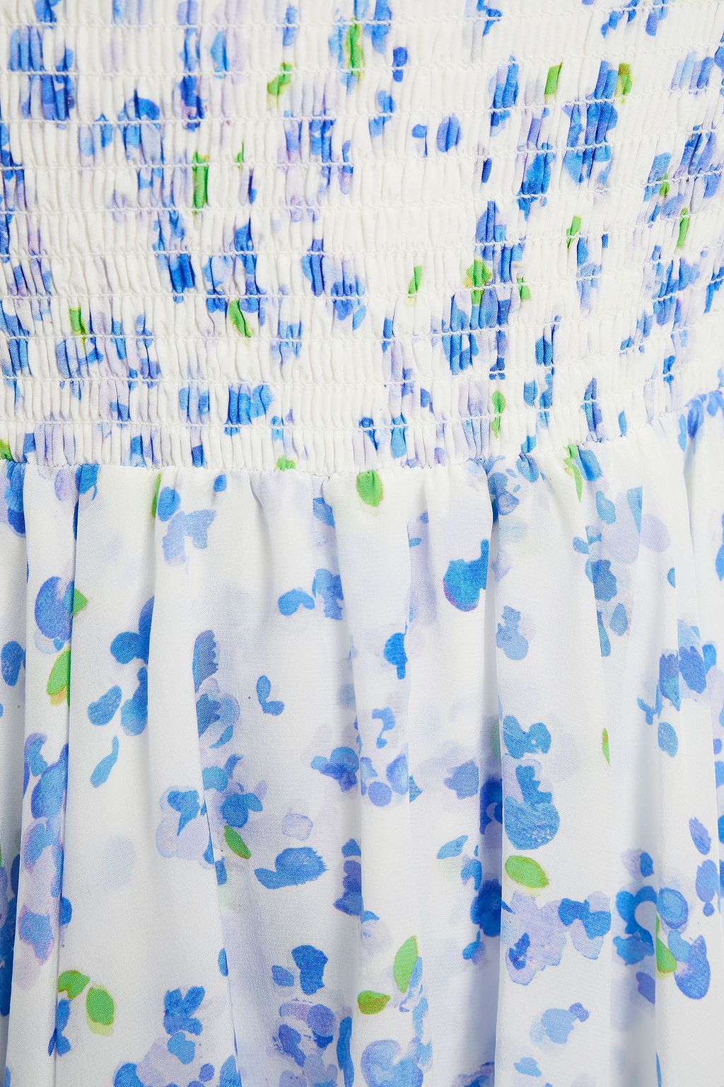 CAROLINE CONSTAS Tiered shirred floral-print silk crepe de chine mini dress