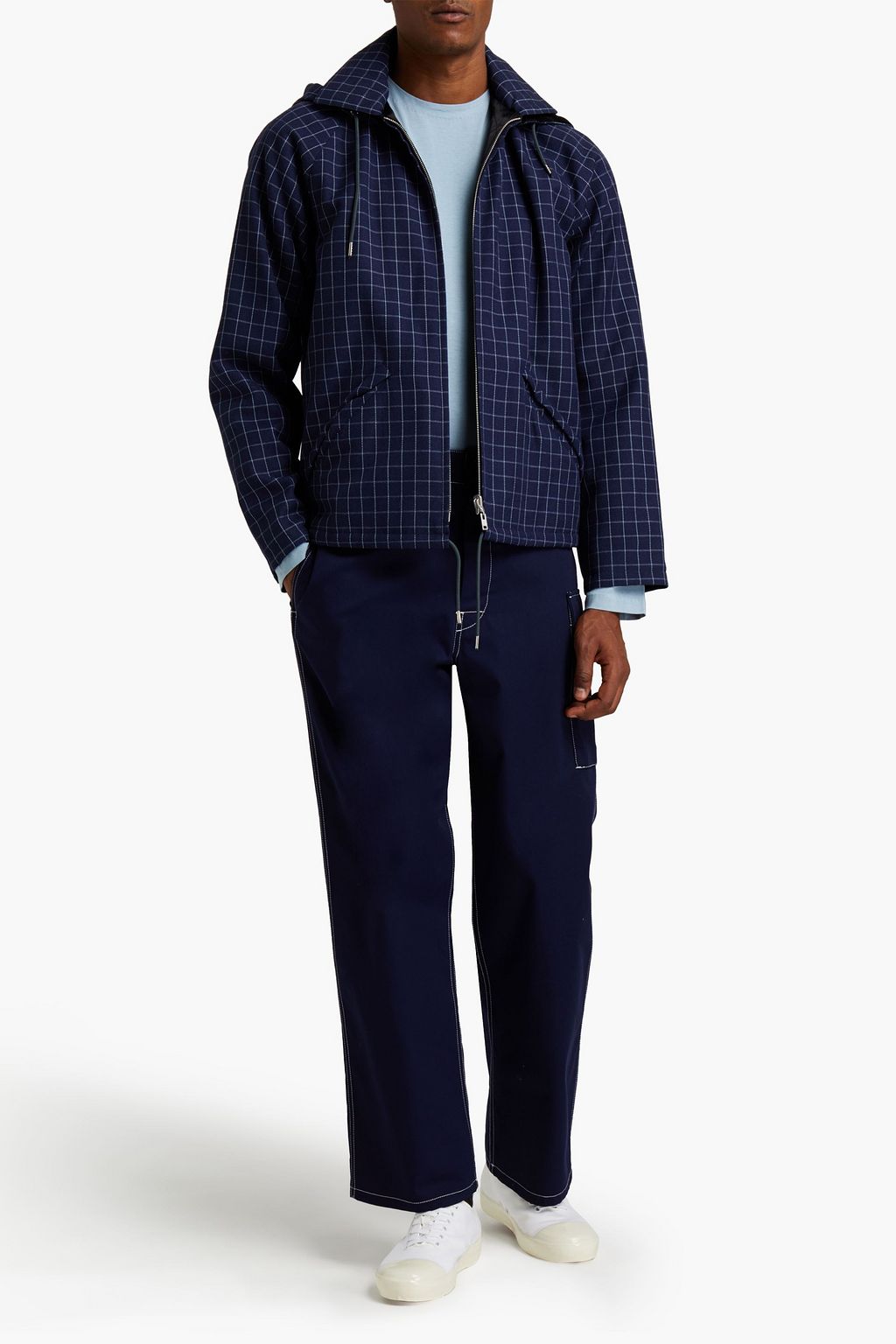 MARNI Reversible checked wool hooded jacket