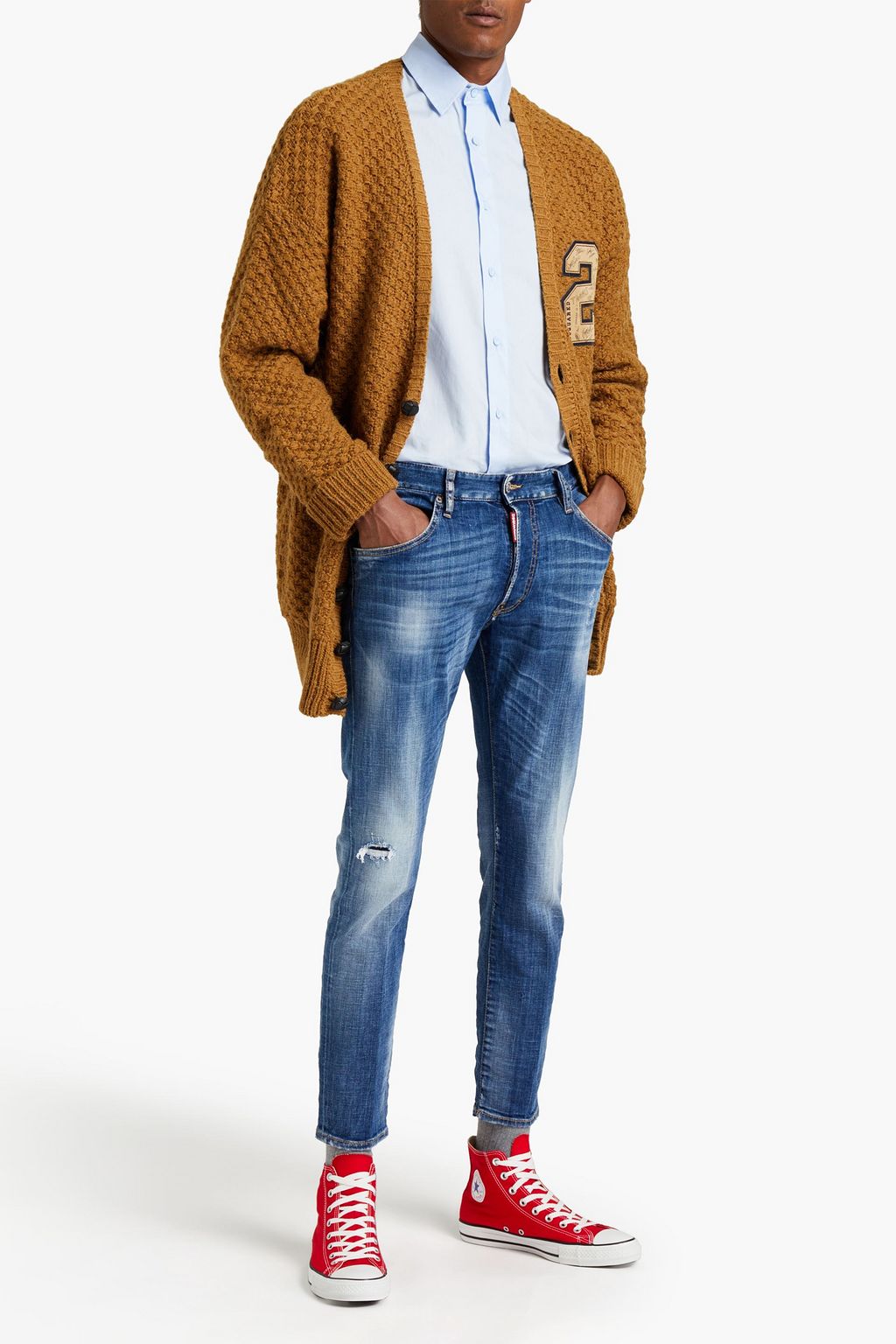 DSQUARED2 Slim-fit distressed faded denim jeans