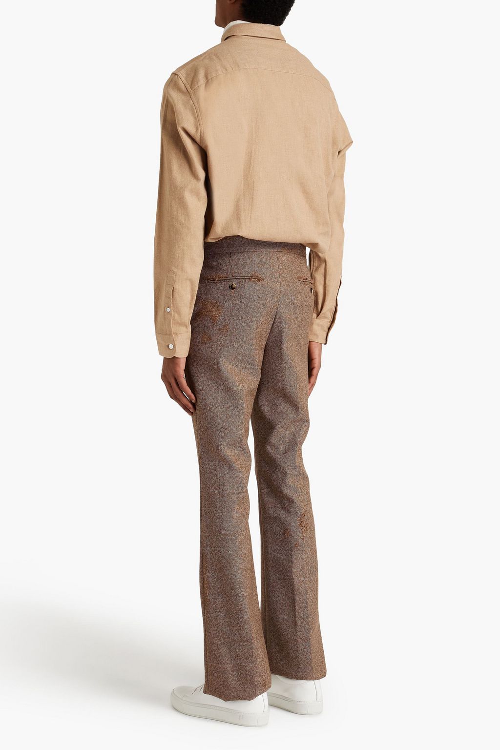 MARNI Distressed wool-tweed chinos