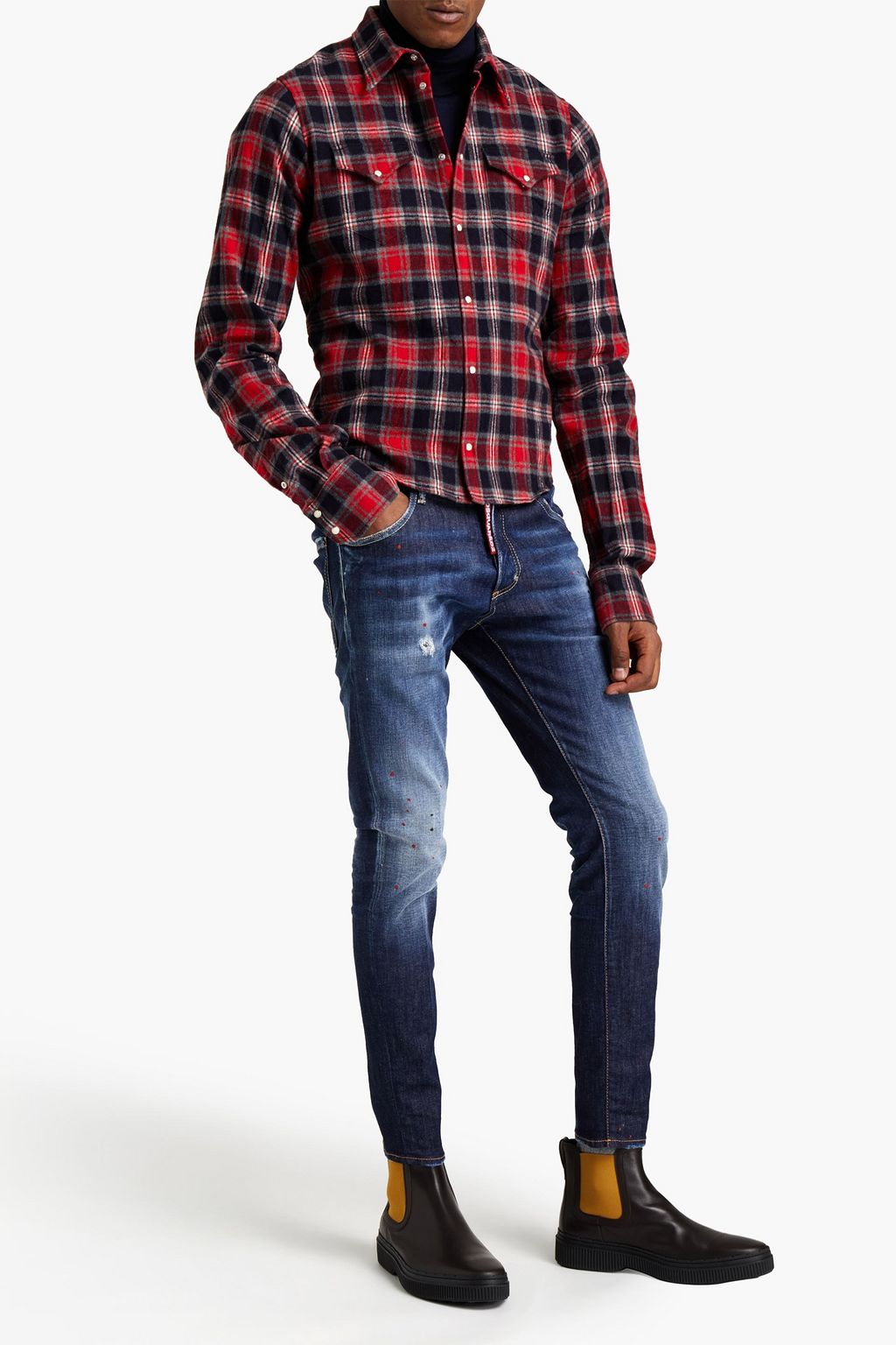DSQUARED2 Skinny-fit distressed painted denim jeans