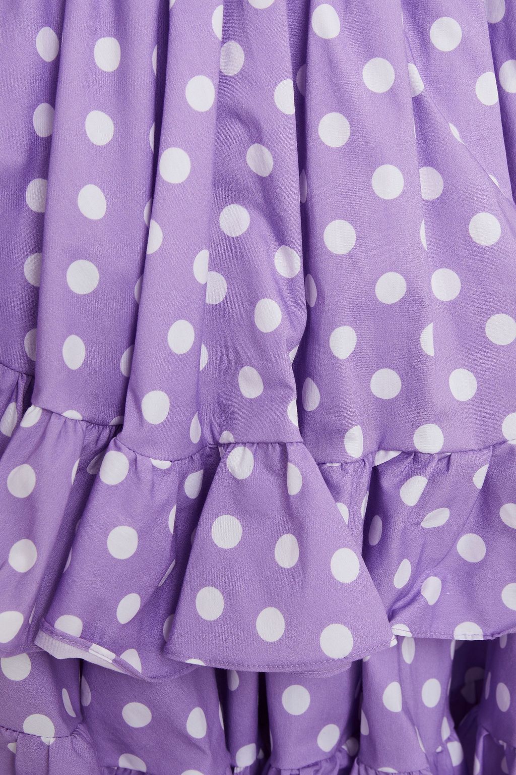 CAROLINE CONSTAS Tiered shirred polka-dot cotton-blend poplin mini dress