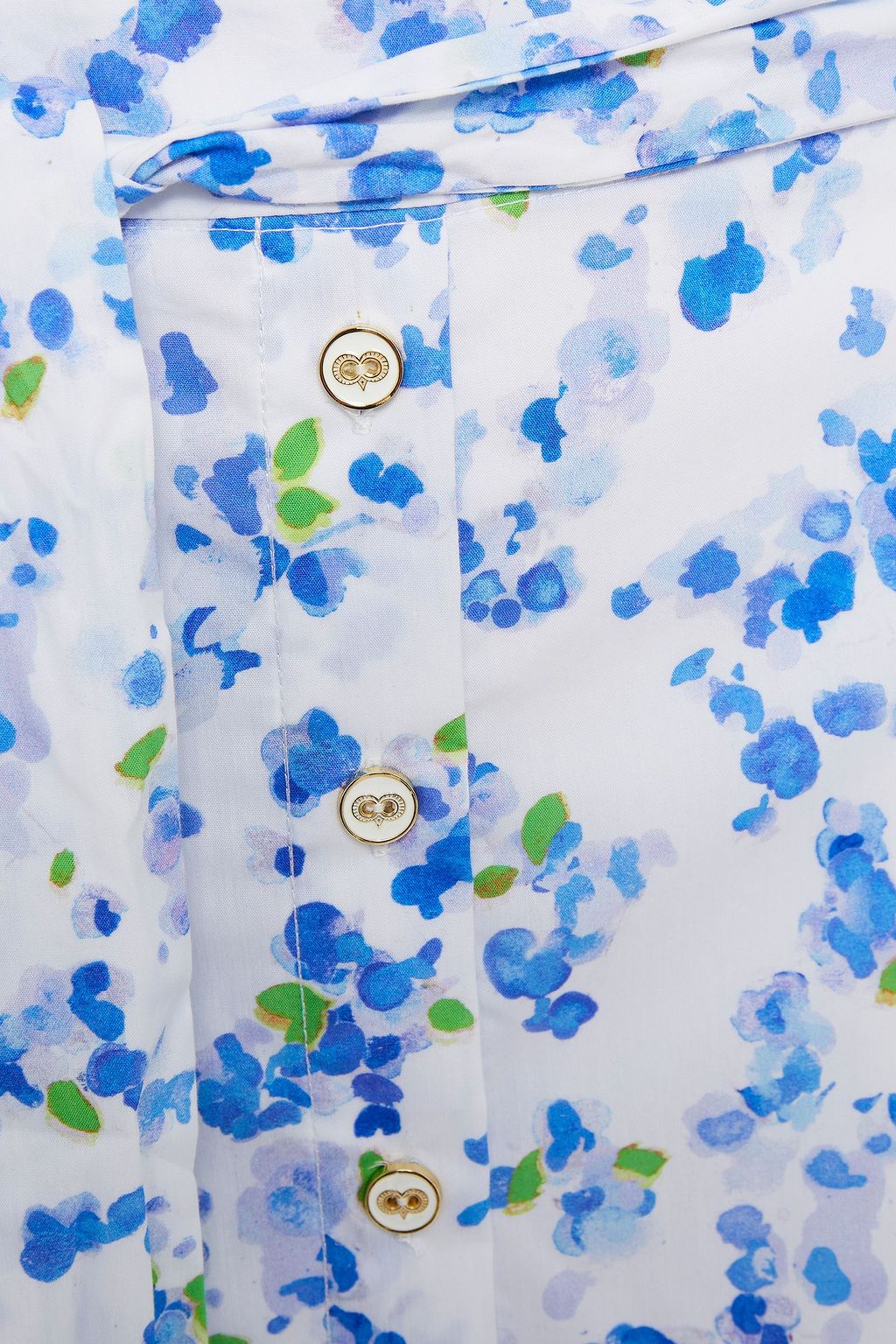 CAROLINE CONSTAS Belted tiered floral-print cotton-blend poplin midi skirt