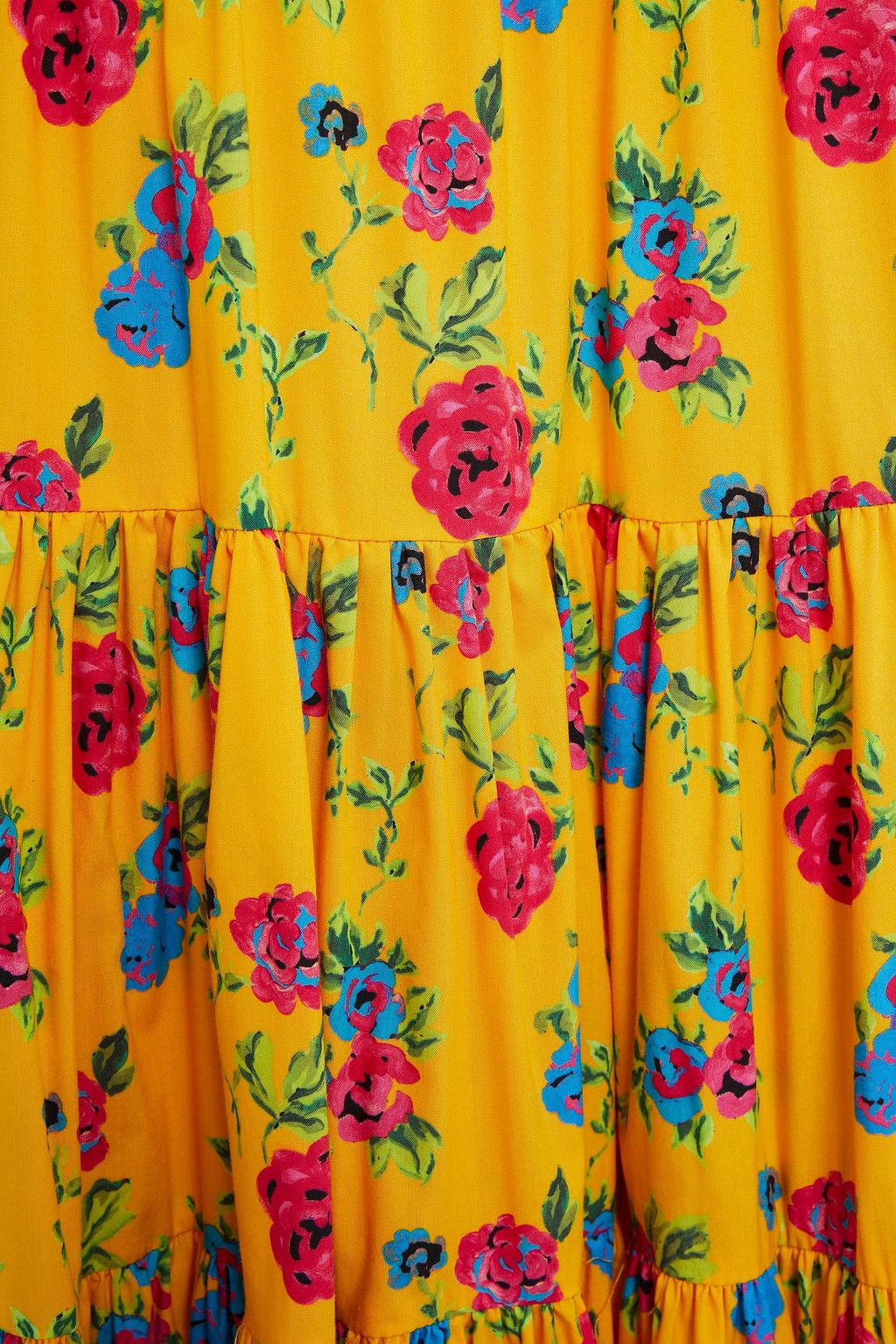 CAROLINE CONSTAS Tiered floral-print cotton-blend poplin maxi skirt