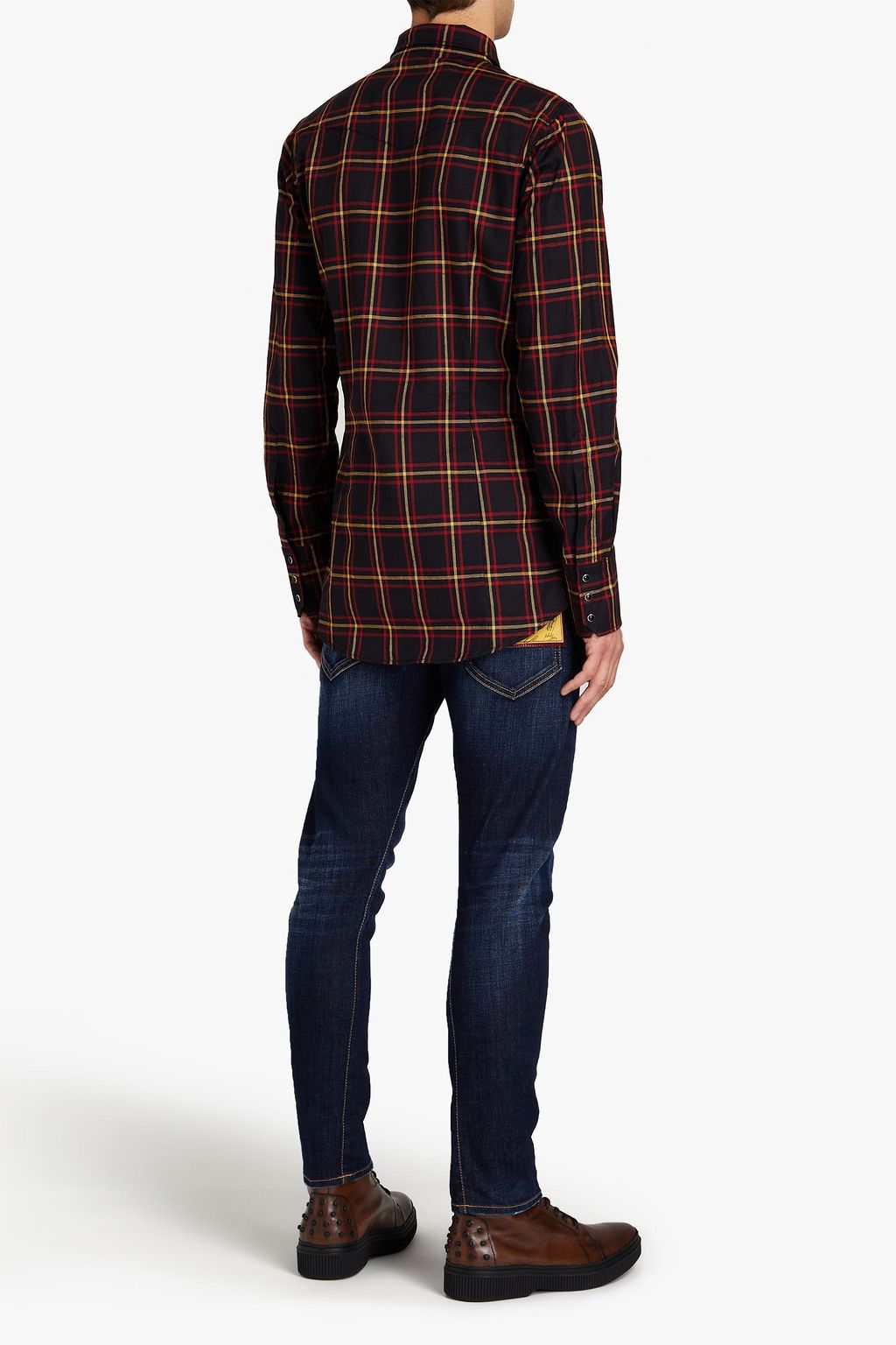 DSQUARED2 Slim-fit logo-appliquéd checked cotton-twill shirt