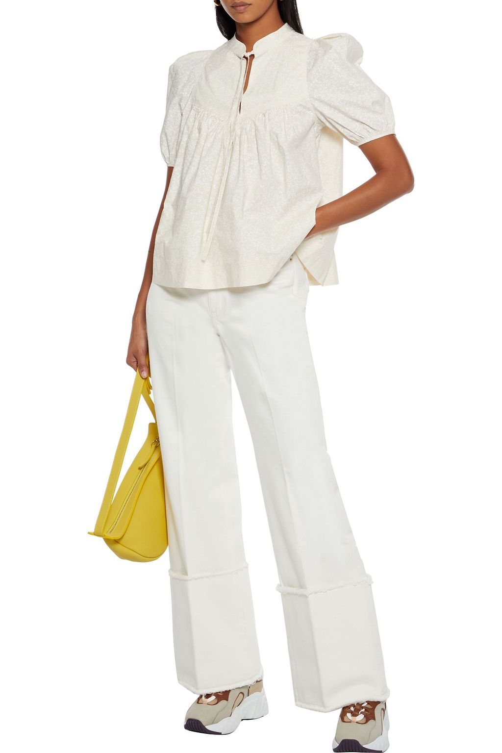SEE BY CHLOÉ Geraffte Bluse aus Baumwollpopeline mit floralem Print