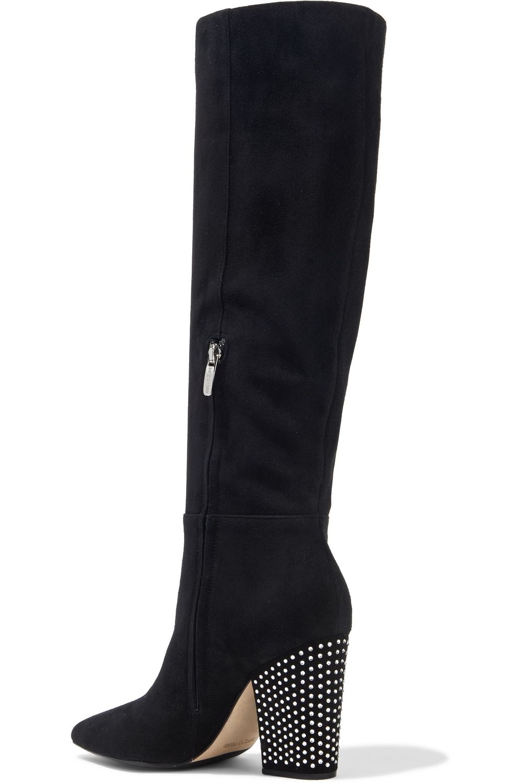 SERGIO ROSSI Crystal-embellished suede knee boots
