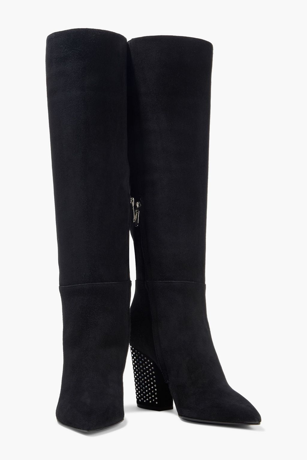 SERGIO ROSSI Crystal-embellished suede knee boots