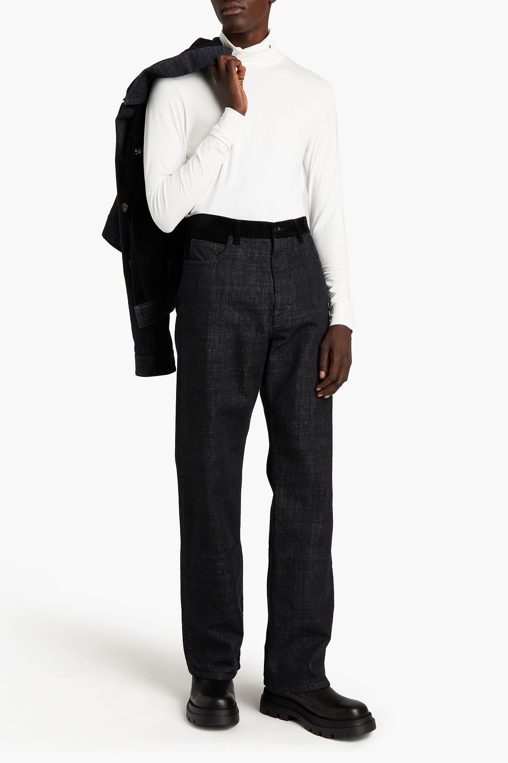 MARNI Corduroy-trimmed denim jeans