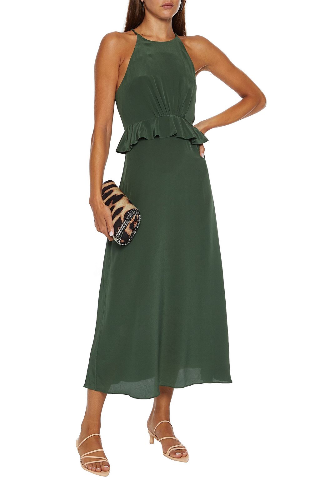 ZIMMERMANN Gathered polka-dot silk crepe de chine midi dress