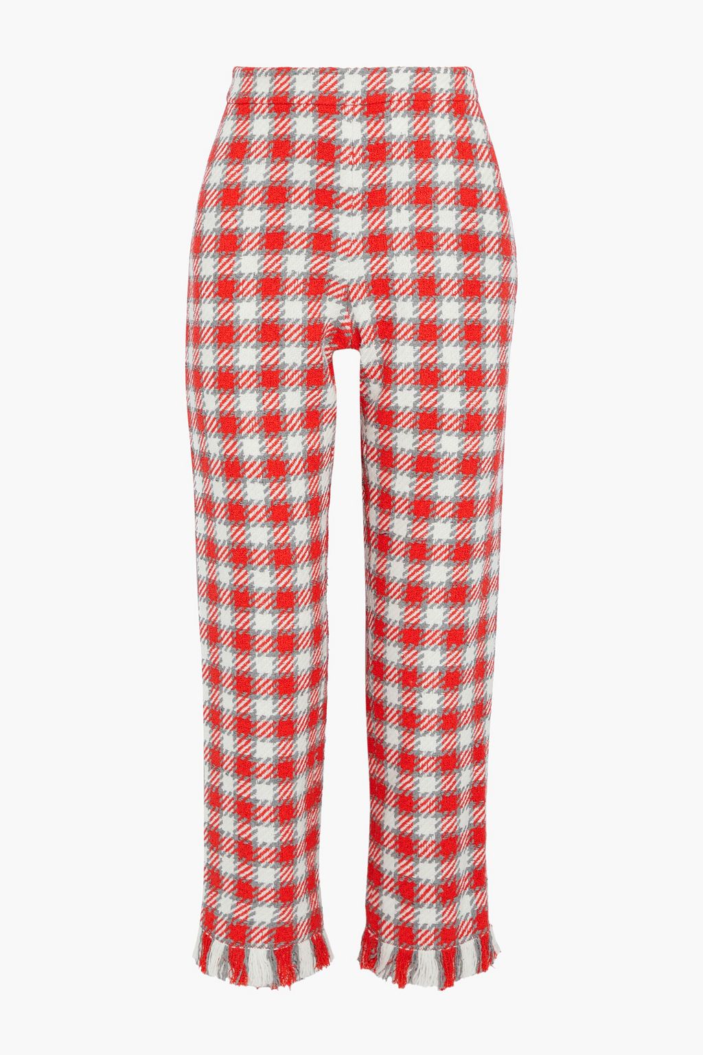 OSCAR DE LA RENTA Frayed gingham tweed straight-leg pants | Sale