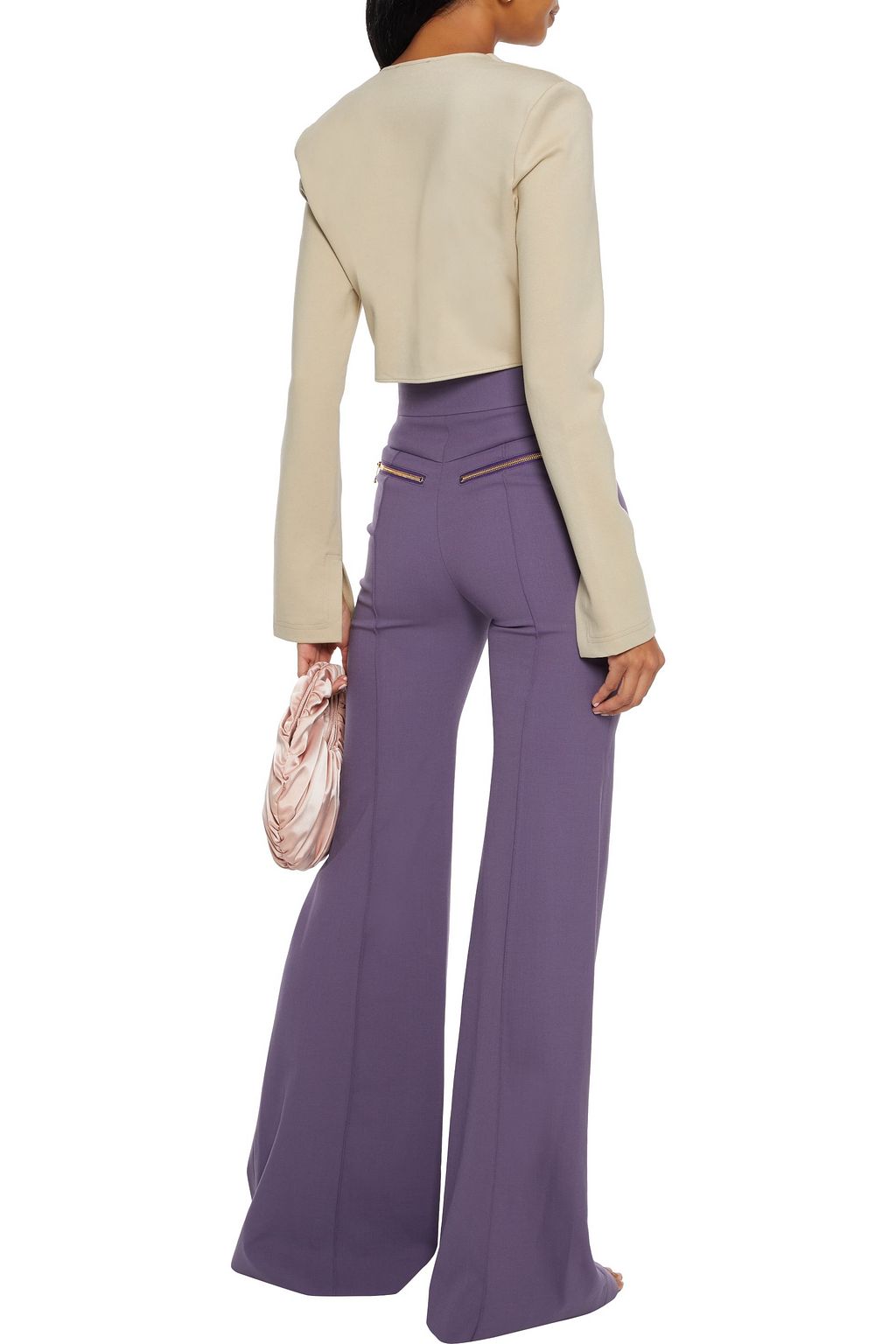 NICHOLAS Cropped ring-embellished ponte top