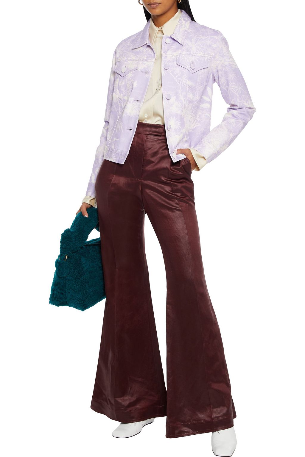 ADAM LIPPES Cropped printed denim jacket