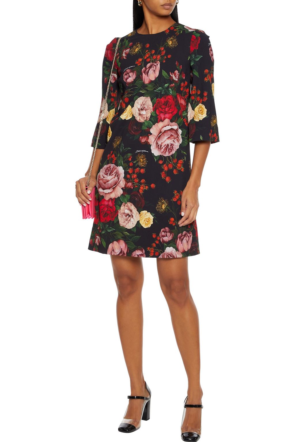 DOLCE&GABBANA Floral-print stretch-crepe mini dress