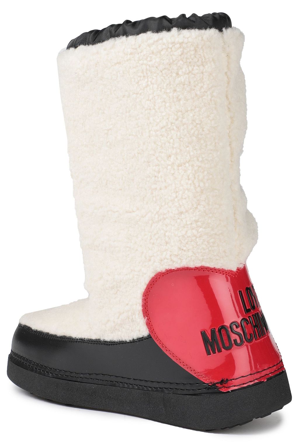 LOVE MOSCHINO Appliquéd faux shearling snow boots