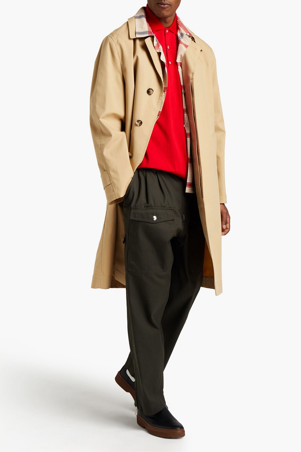 MARNI Layered checked jacquard and cotton-blend trench coat