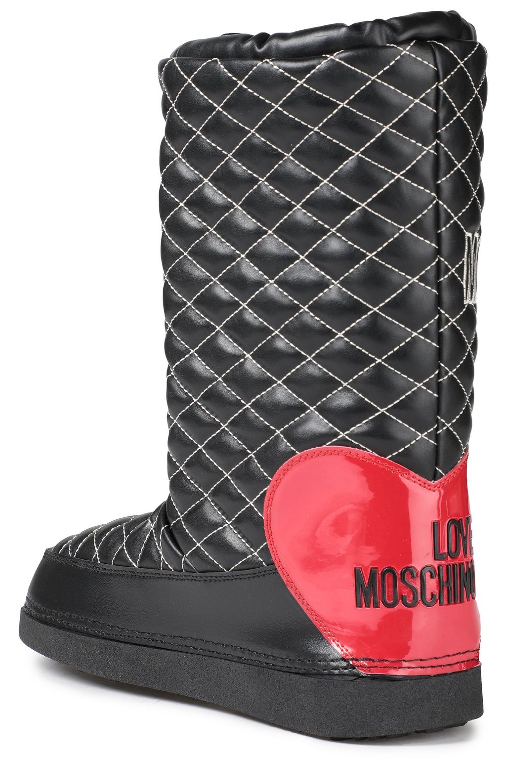 LOVE MOSCHINO Appliquéd quilted faux leather snow boots