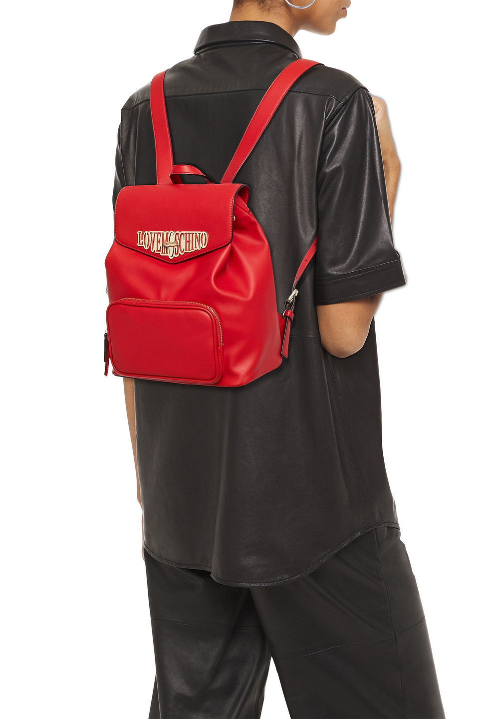 Love Moschino Appliquéd Faux Leather Backpack In Red