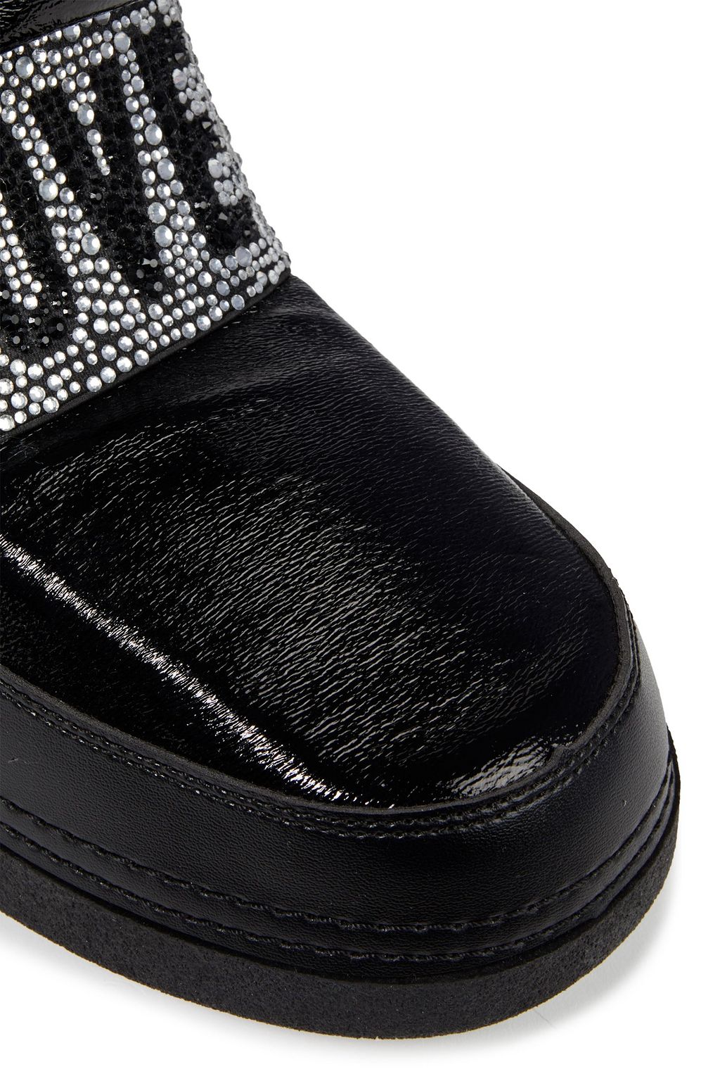 LOVE MOSCHINO Crystal-embellished faux leather snow boots
