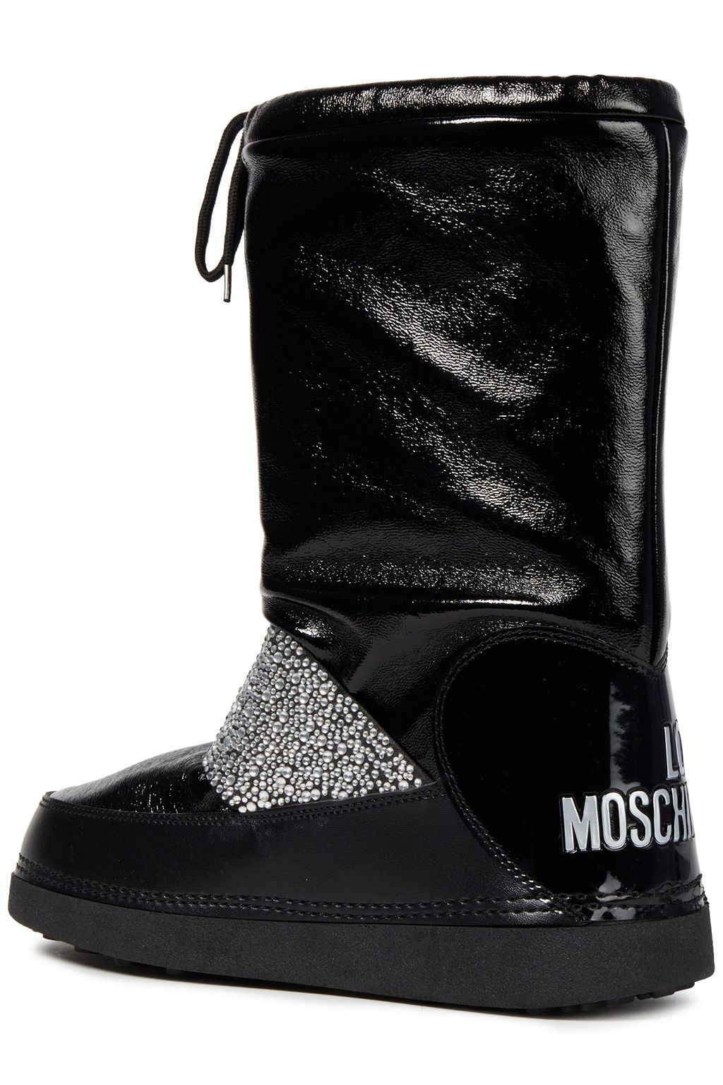 LOVE MOSCHINO Crystal-embellished faux leather snow boots