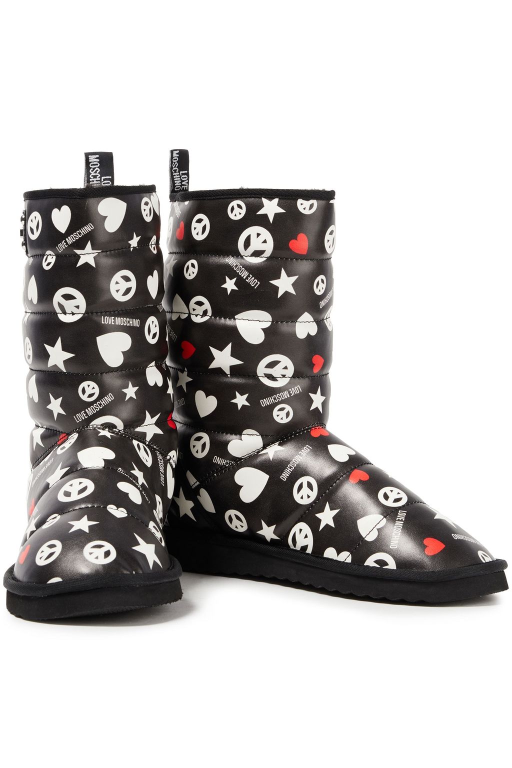 LOVE MOSCHINO Printed quilted faux leather snow boots