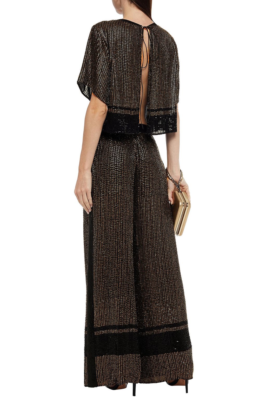 AMANDA WAKELEY Embellished crepe wide-leg pants