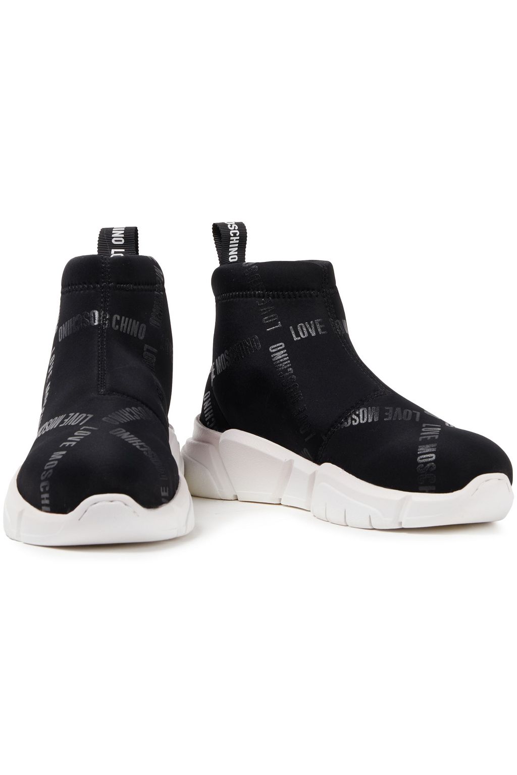 LOVE MOSCHINO Logo-print neoprene high-top sneakers