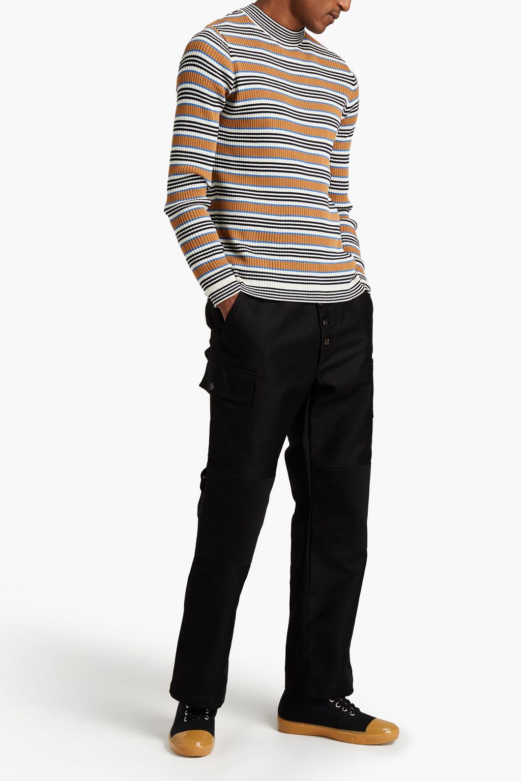 MARNI Slim-fit ribbed cotton and wool-blend sweater
