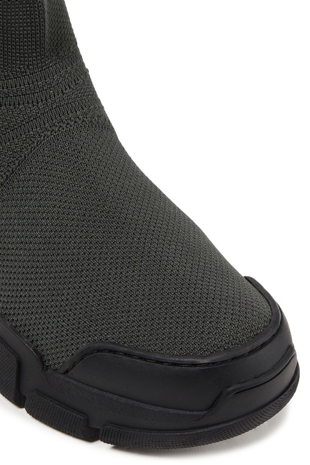 LOVE MOSCHINO Faux leather-trimmed stretch-knit sock boots