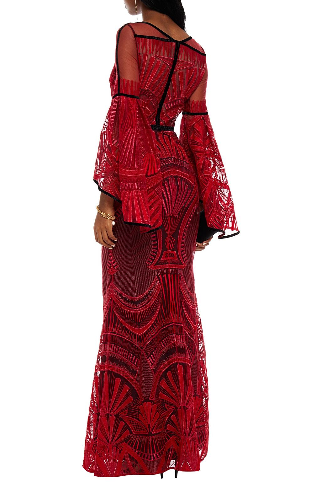AMANDA WAKELEY Metallic embroidered tulle gown