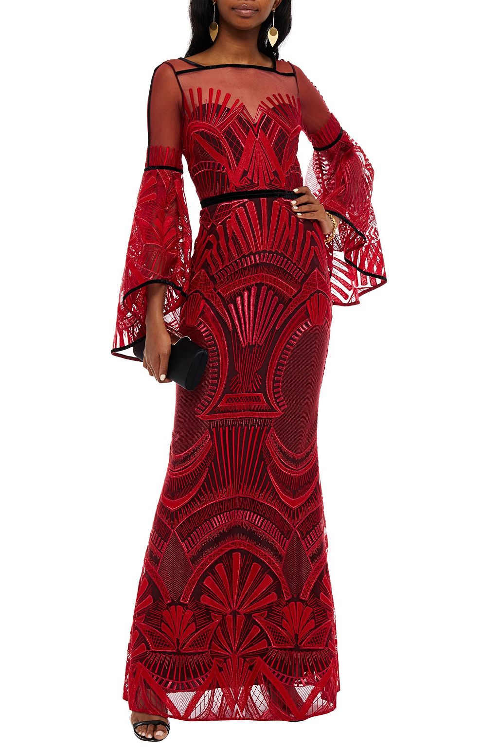 AMANDA WAKELEY Metallic embroidered tulle gown