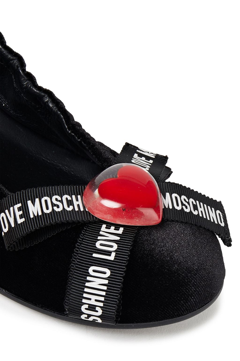 LOVE MOSCHINO Embellished velvet ballet flats