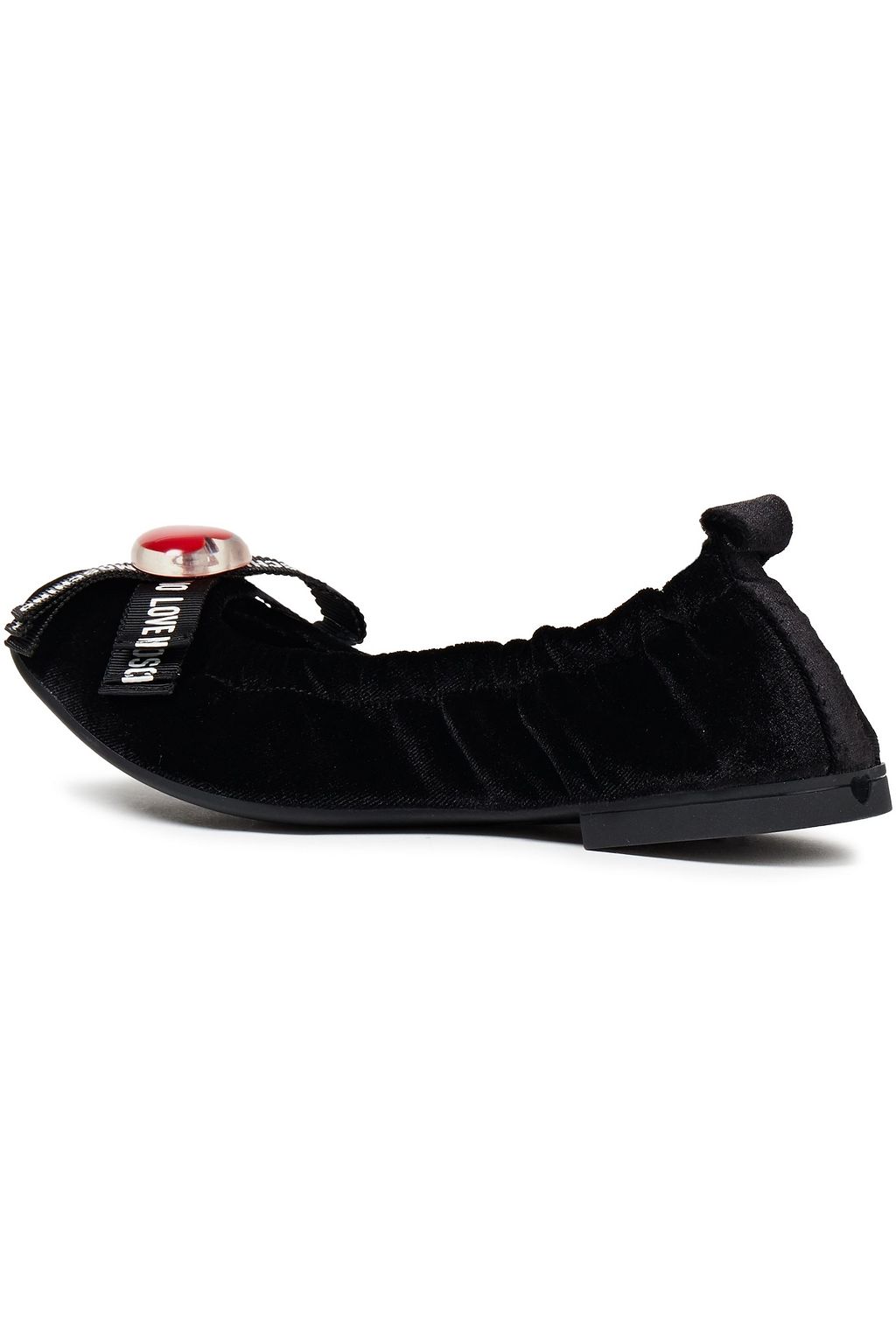 LOVE MOSCHINO Embellished velvet ballet flats