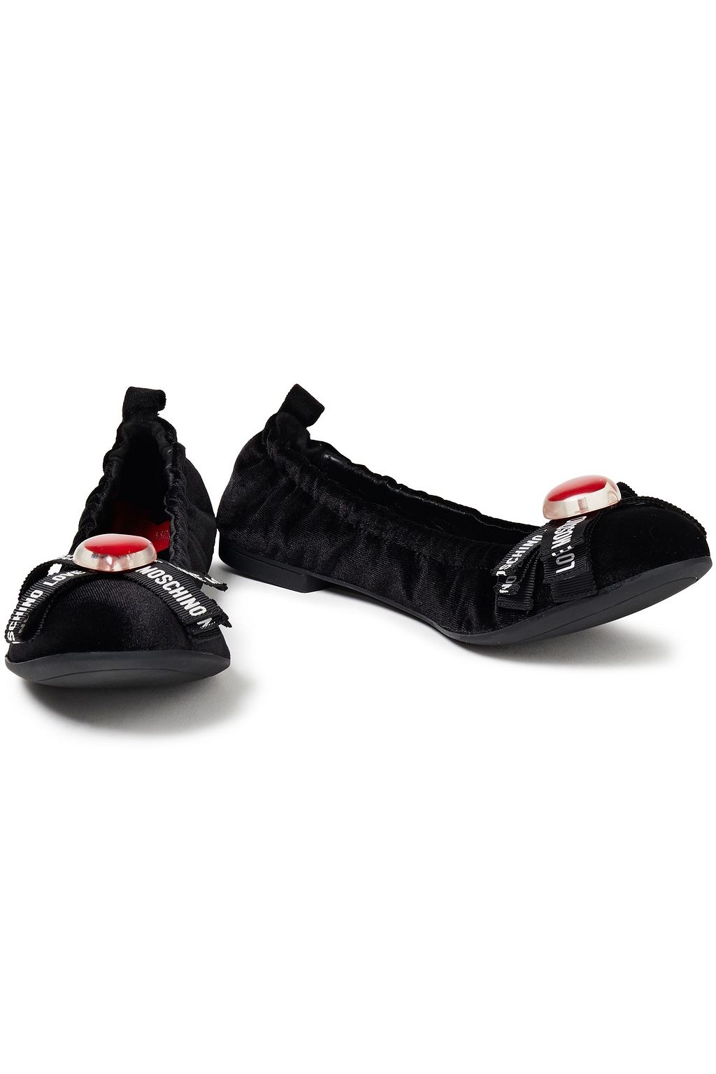 LOVE MOSCHINO Embellished velvet ballet flats