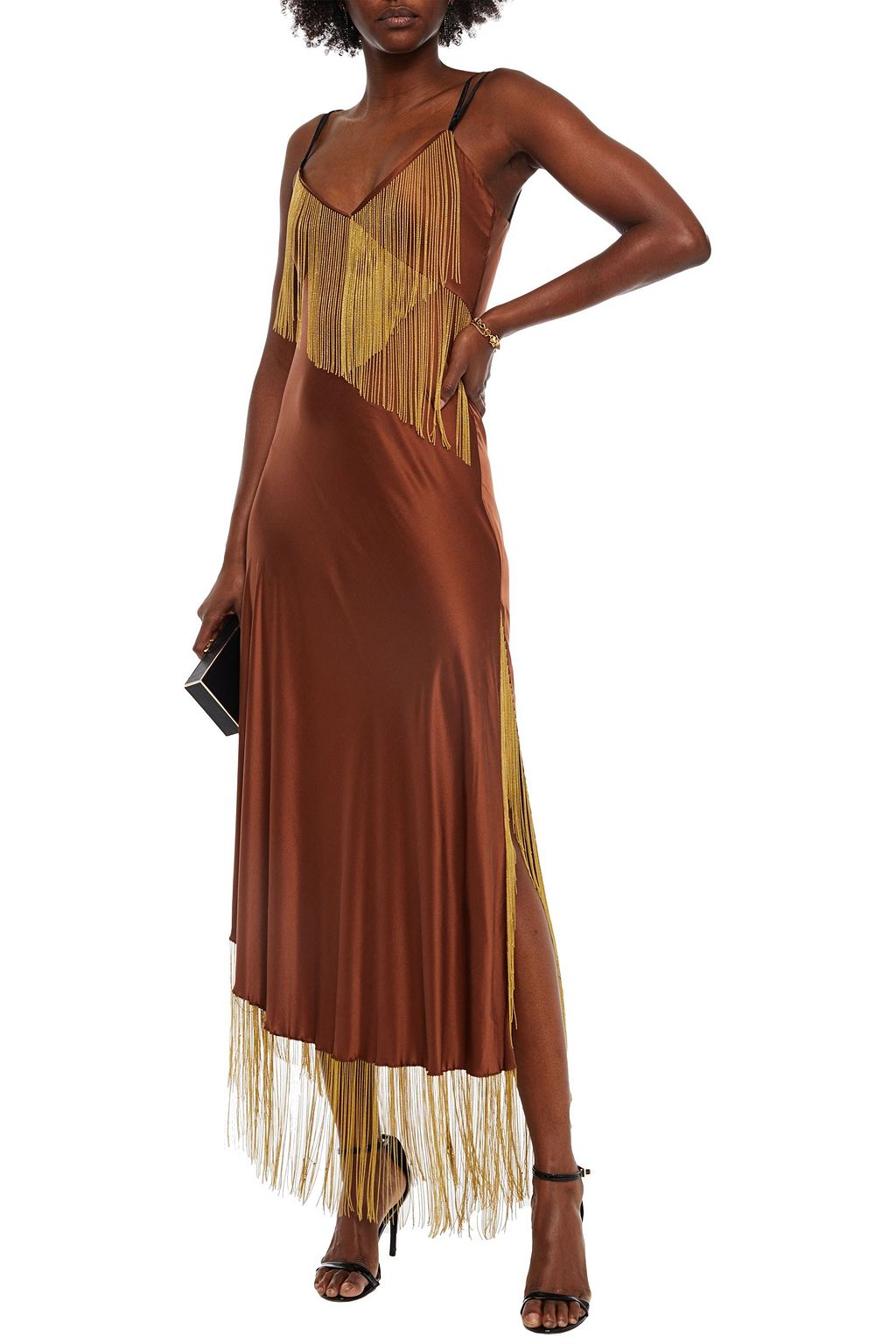 AMANDA WAKELEY Chain-trimmed washed-silk maxi dress