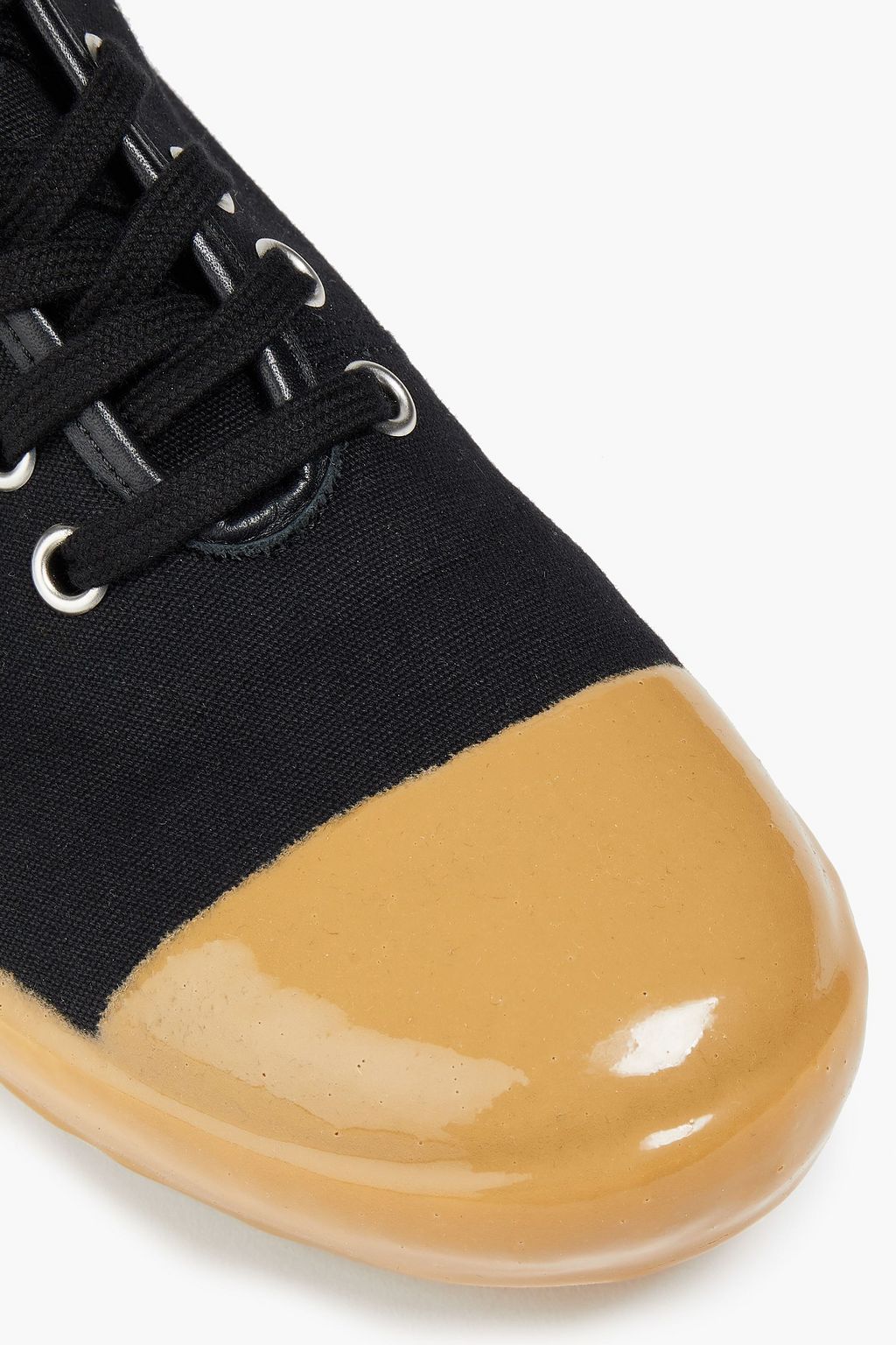 MARNI Leather-trimmed cotton-canvas high-top sneakers