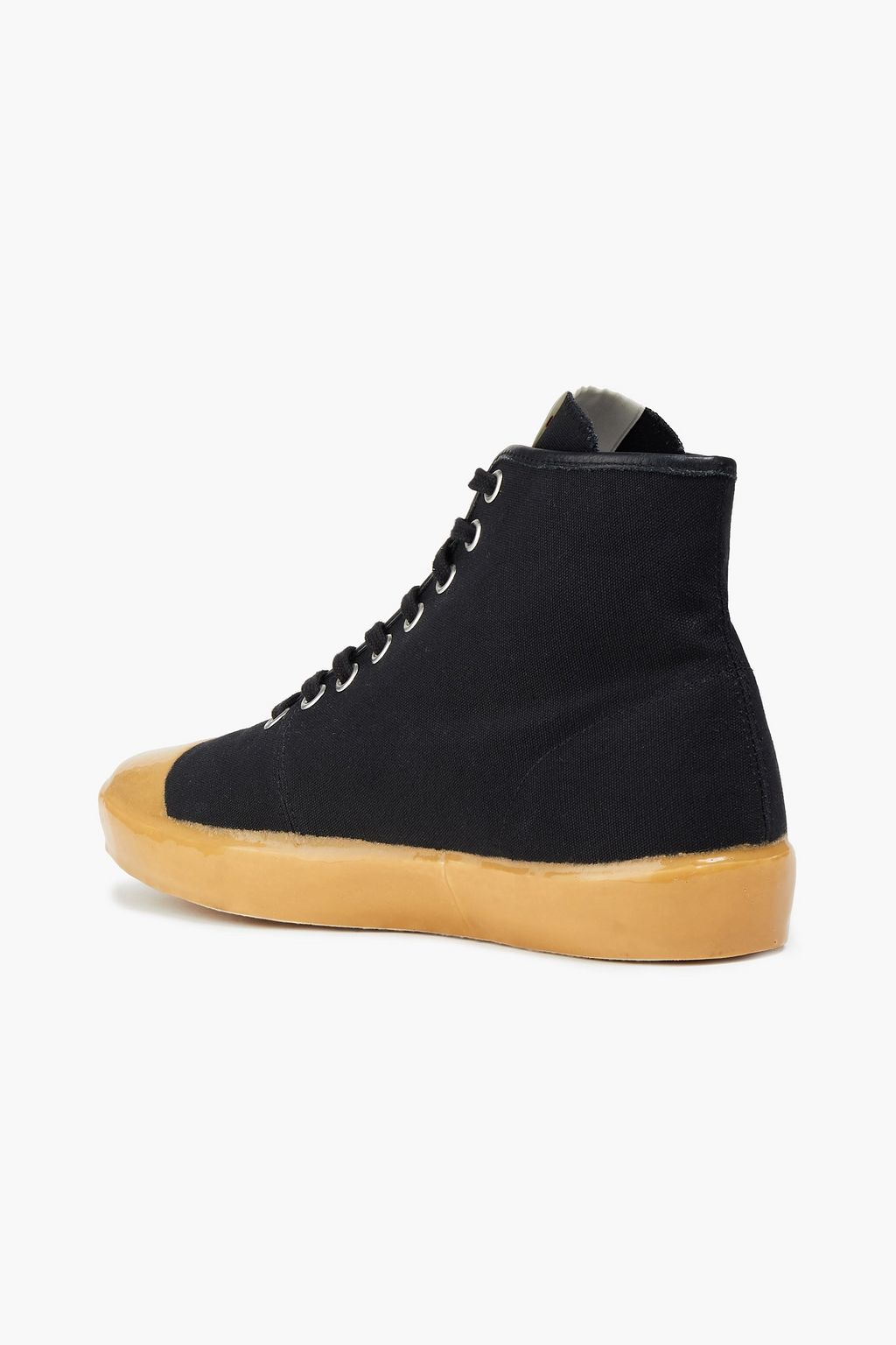 MARNI Leather-trimmed cotton-canvas high-top sneakers