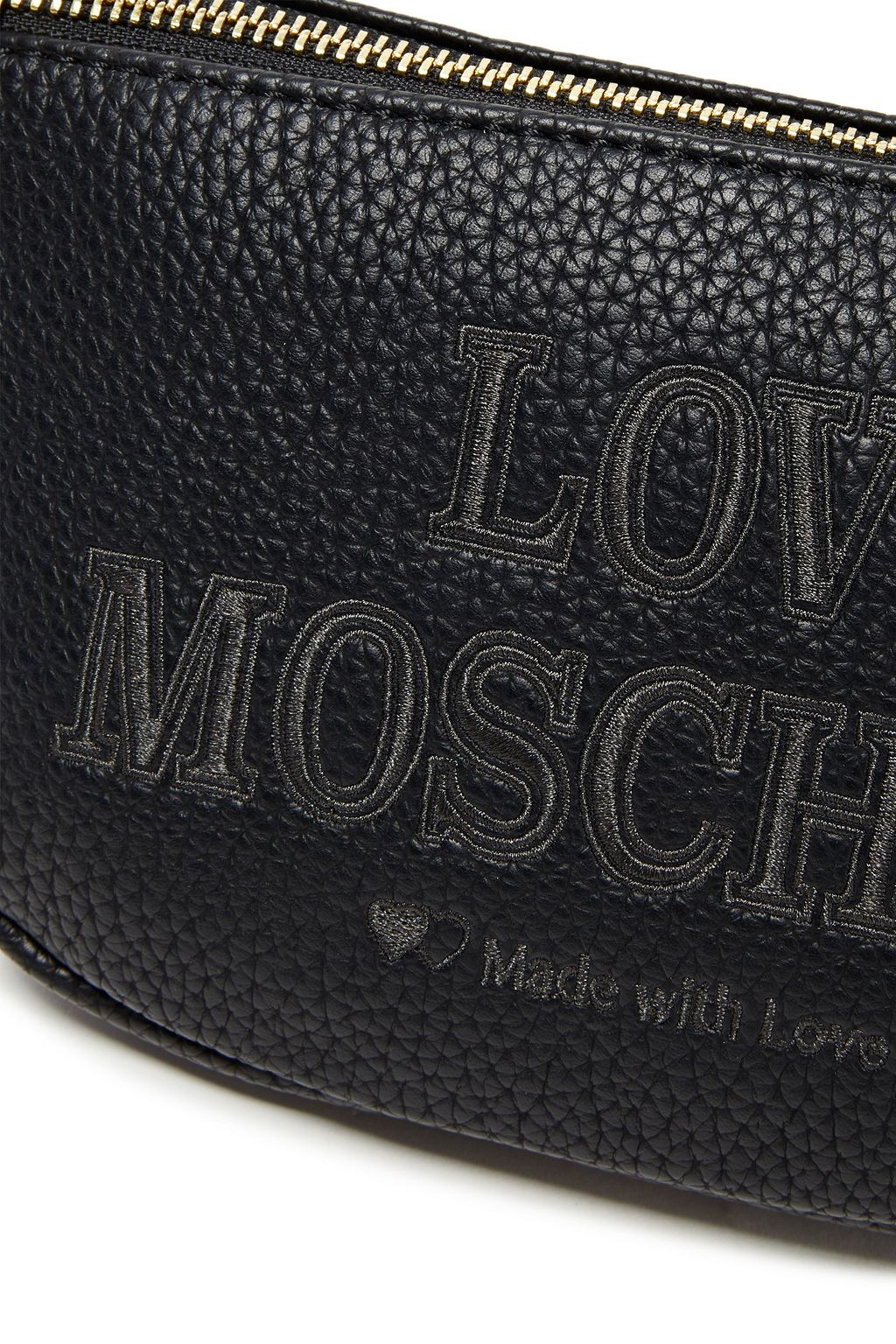 LOVE MOSCHINO Embroidered faux textured-leather belt bag