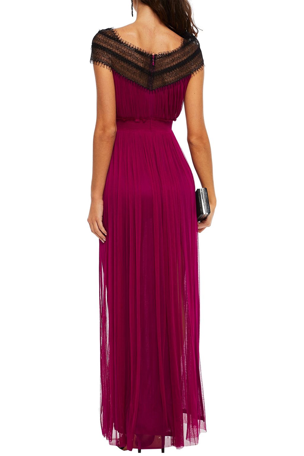 AMANDA WAKELEY Chantilly lace-paneled silk-tulle maxi dress
