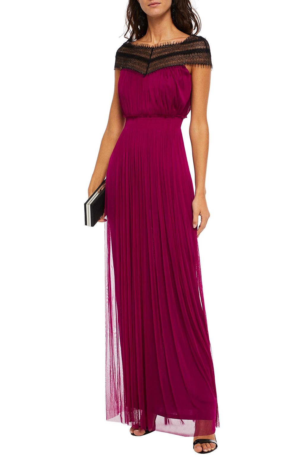 AMANDA WAKELEY Chantilly lace-paneled silk-tulle maxi dress