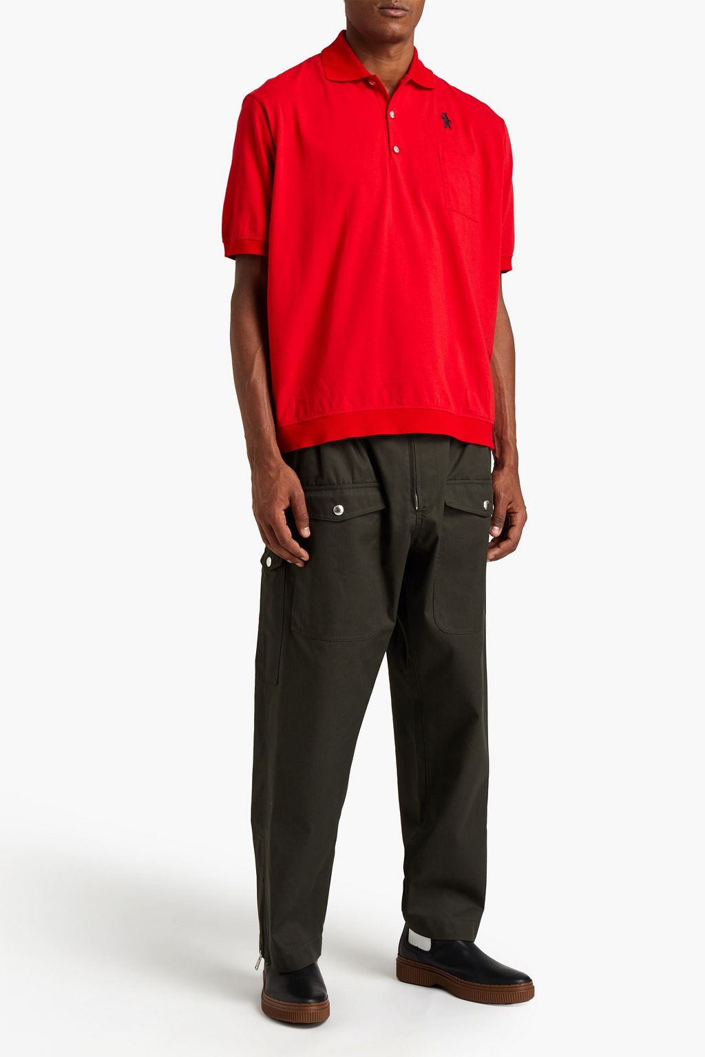 MARNI Embroidered cotton-jersey polo shirt