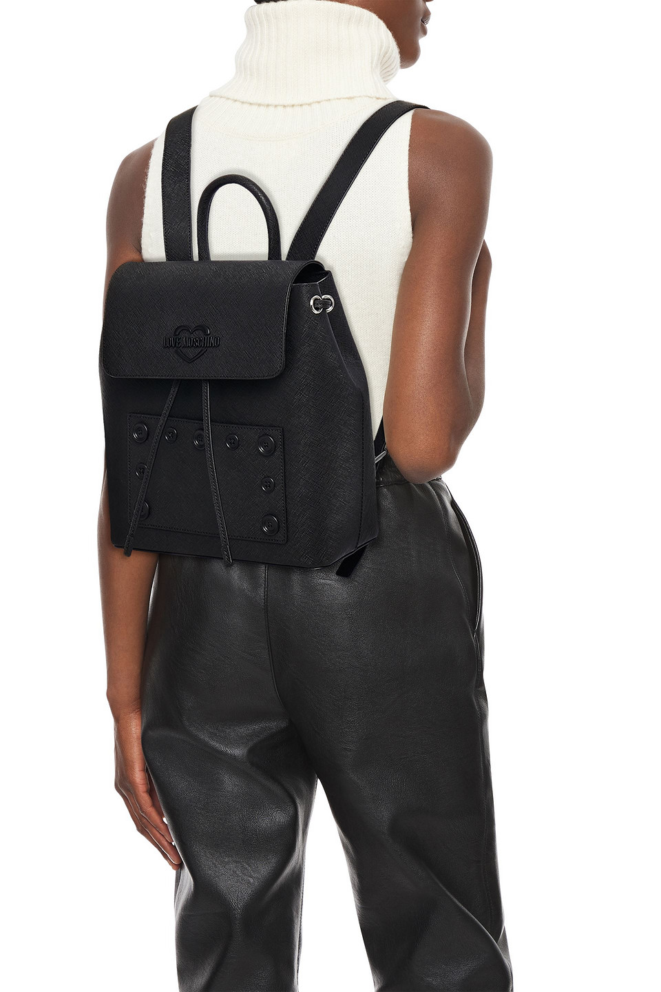 Love Moschino Textured-leather Backpack In Black